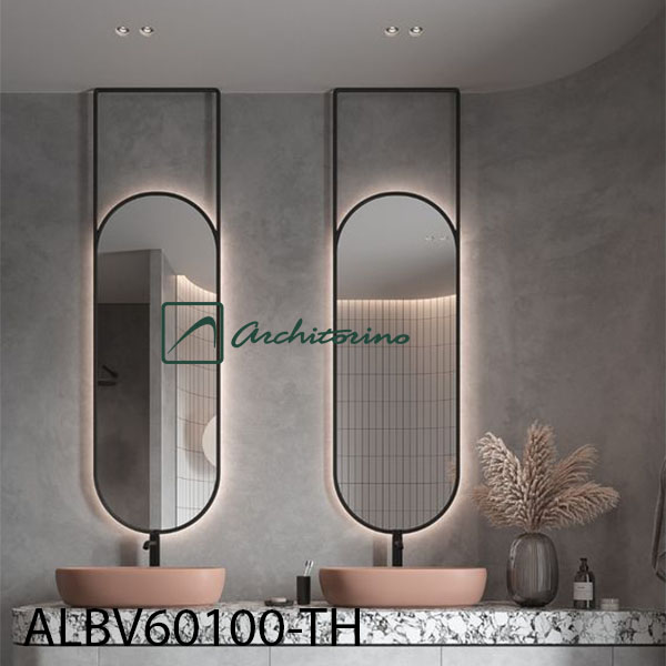 Gương led decor khung inox mạ PVD ALIB60100-TH