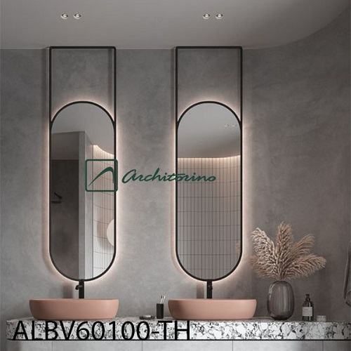 Gương led decor khung inox mạ PVD ALIB60100-TH