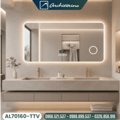 gương khung vàng đèn led