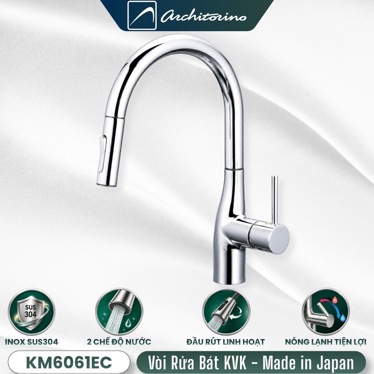 Vòi rửa bát KVK KM6061EC nội địa Nhật