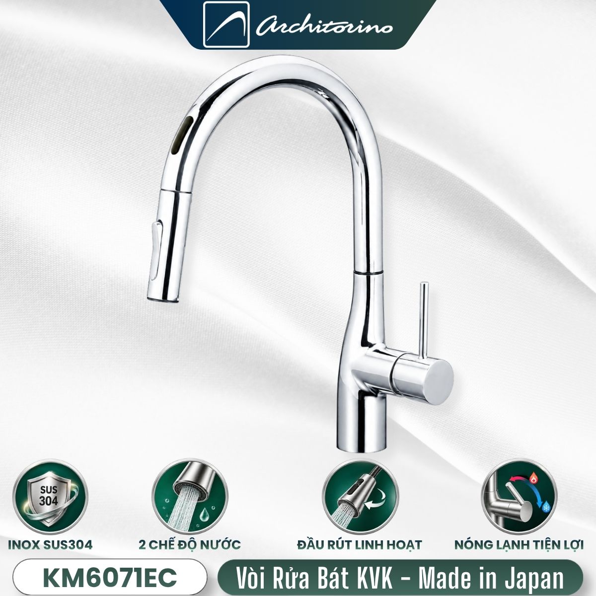 Vòi rửa bát cảm ứng Nhật nội địa KVK KM6071EC