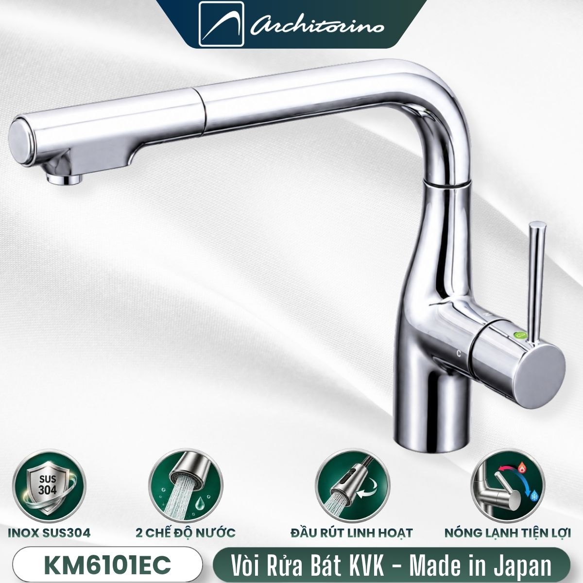 Vòi rửa bát KVK KM6101EC nội địa Nhật