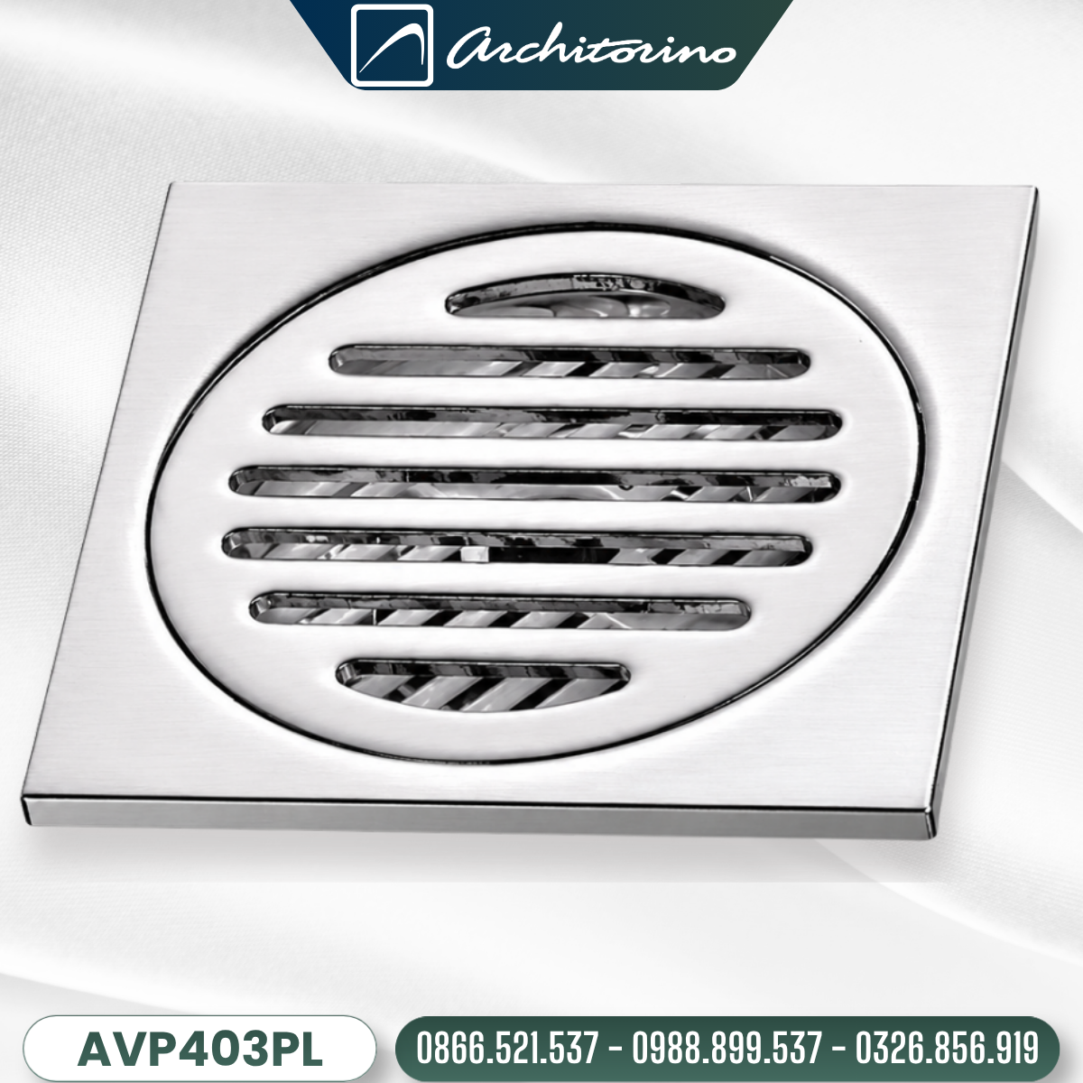 Phễu Thoát Sàn Inox SUS304 Mặt Tròn Architorino AVP403PL