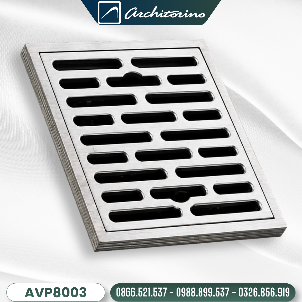 Phễu Thoát Sàn Inox SUS304 Architorino AVP8003
