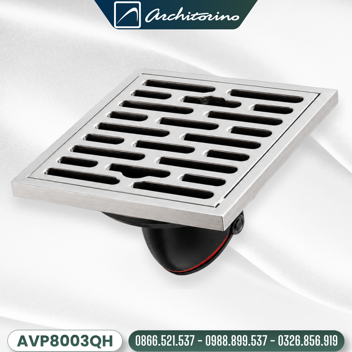 Phễu Thoát Sàn Chống Mùi Inox SUS304 Architorino AVP8003QH