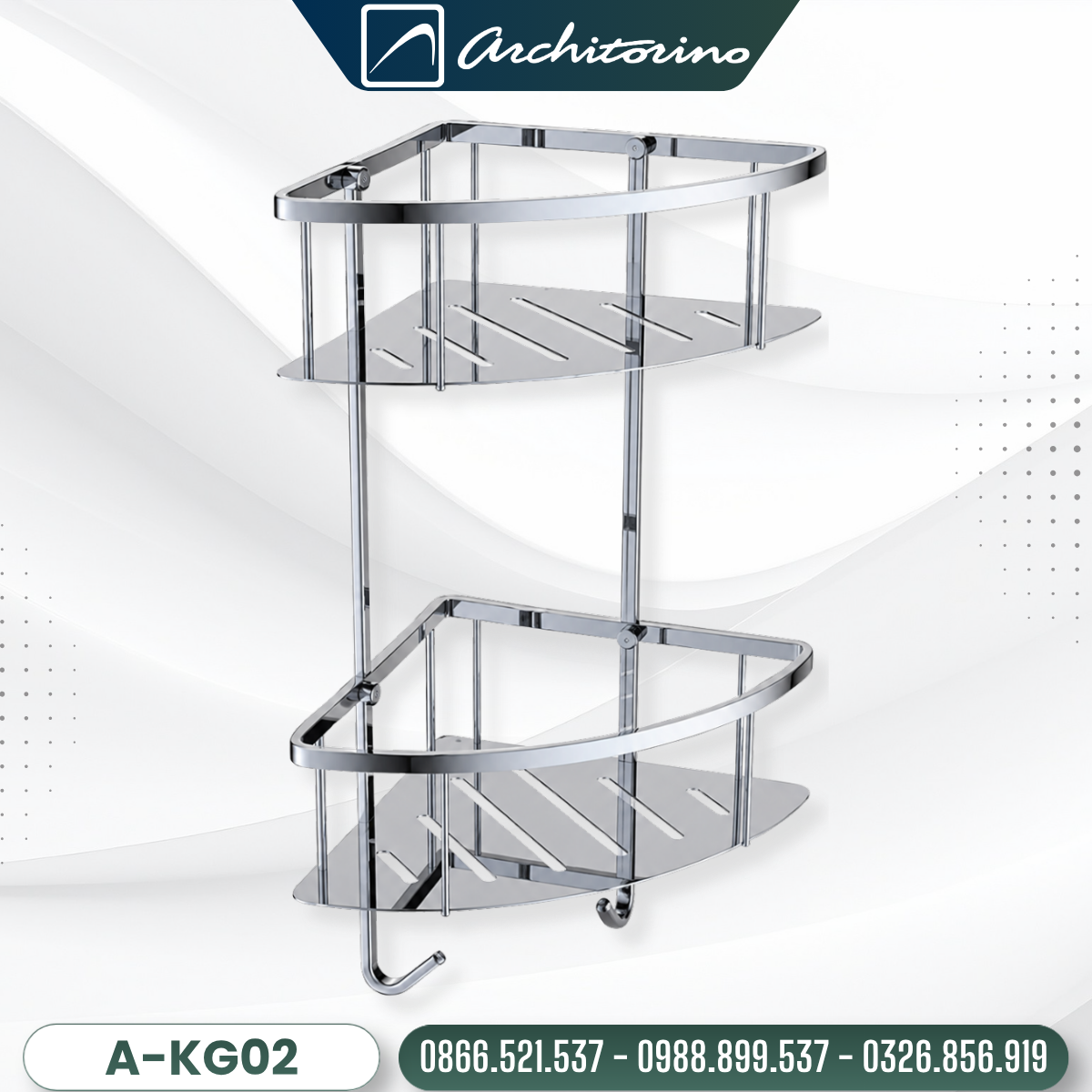 Kệ Góc 2 Tầng Inox Architorino A-KG02