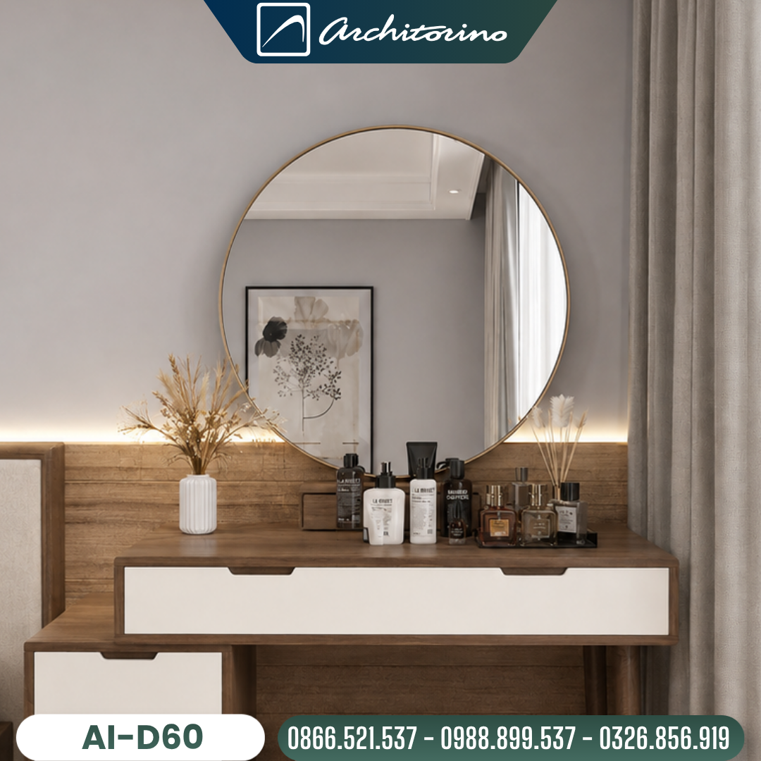 Gương Bàn Trang Điểm Khung Mạ PVĐ Architorino AI-D60