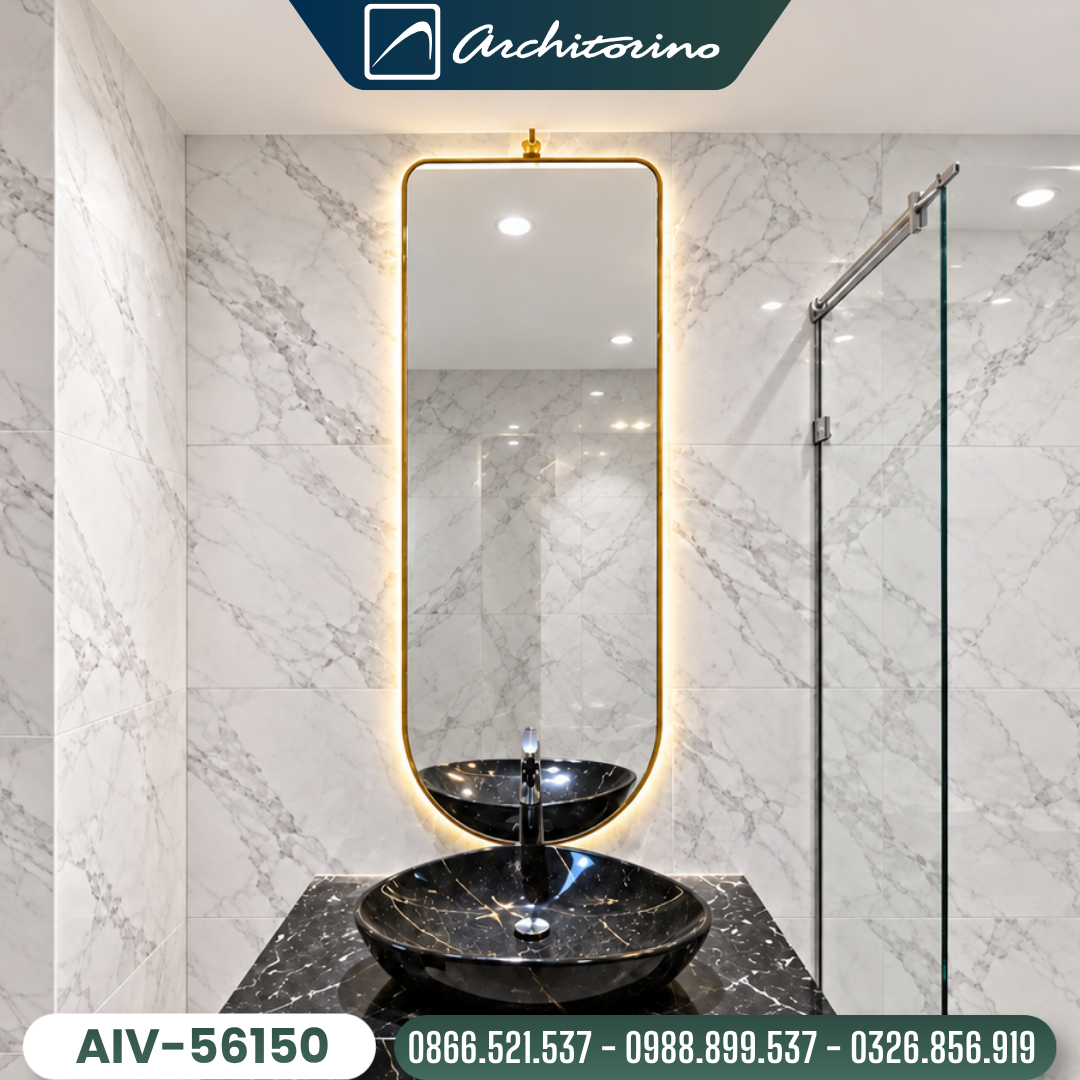 Gương Hình Vòm Khung Mạ PVD Cao Cấp Architorino AIV-56150
