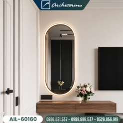 Gương Khung Kim Loại Mạ PVD Có Đèn Led Cao Cấp Architorino AIL-60160