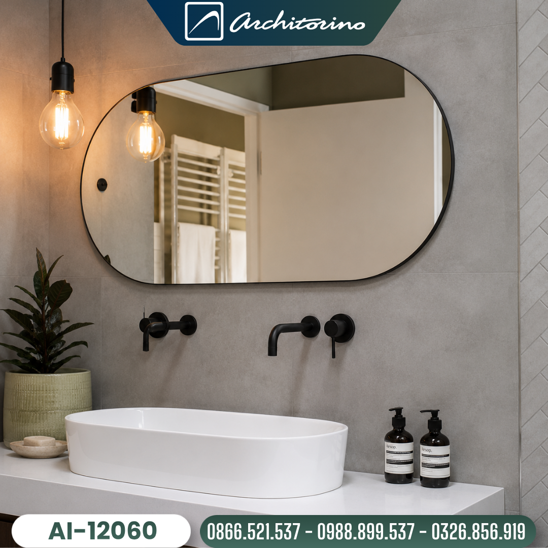 Gương Khung Inox Mạ PVĐ Cao Cấp Architorino AI-12060