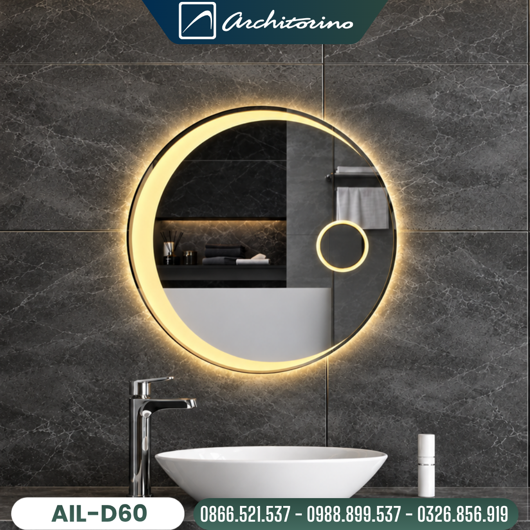 Gương Nhà Tắm Đèn Led Tròn Cao Cấp Architorino AIL-D60