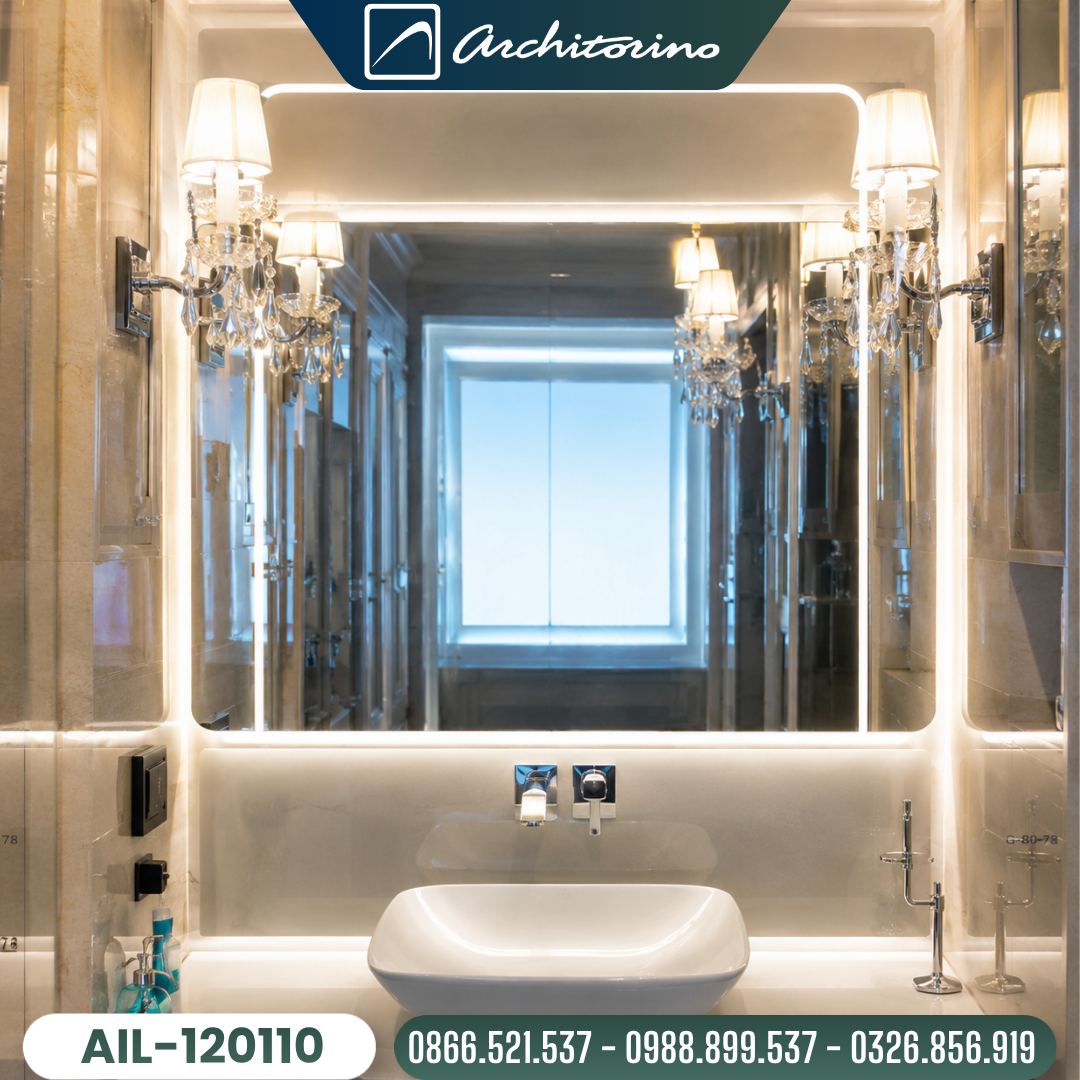 Gương Phòng Tắm Khung Inox Mạ PVD Có Led Architorino AIL-120110