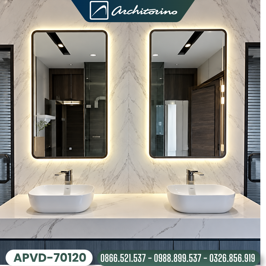Gương Phòng Tắm Khung Sơn Tĩnh Điện Hình Chữ Nhật Architorino APVD-70120