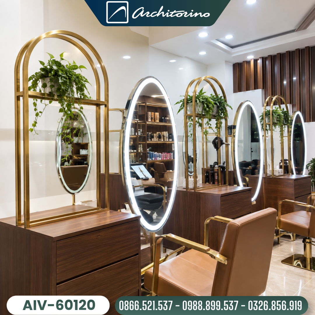 Gương Salon Khung Inox Mạ PVĐ Vàng Cao Cấp Architorino AIV-60120