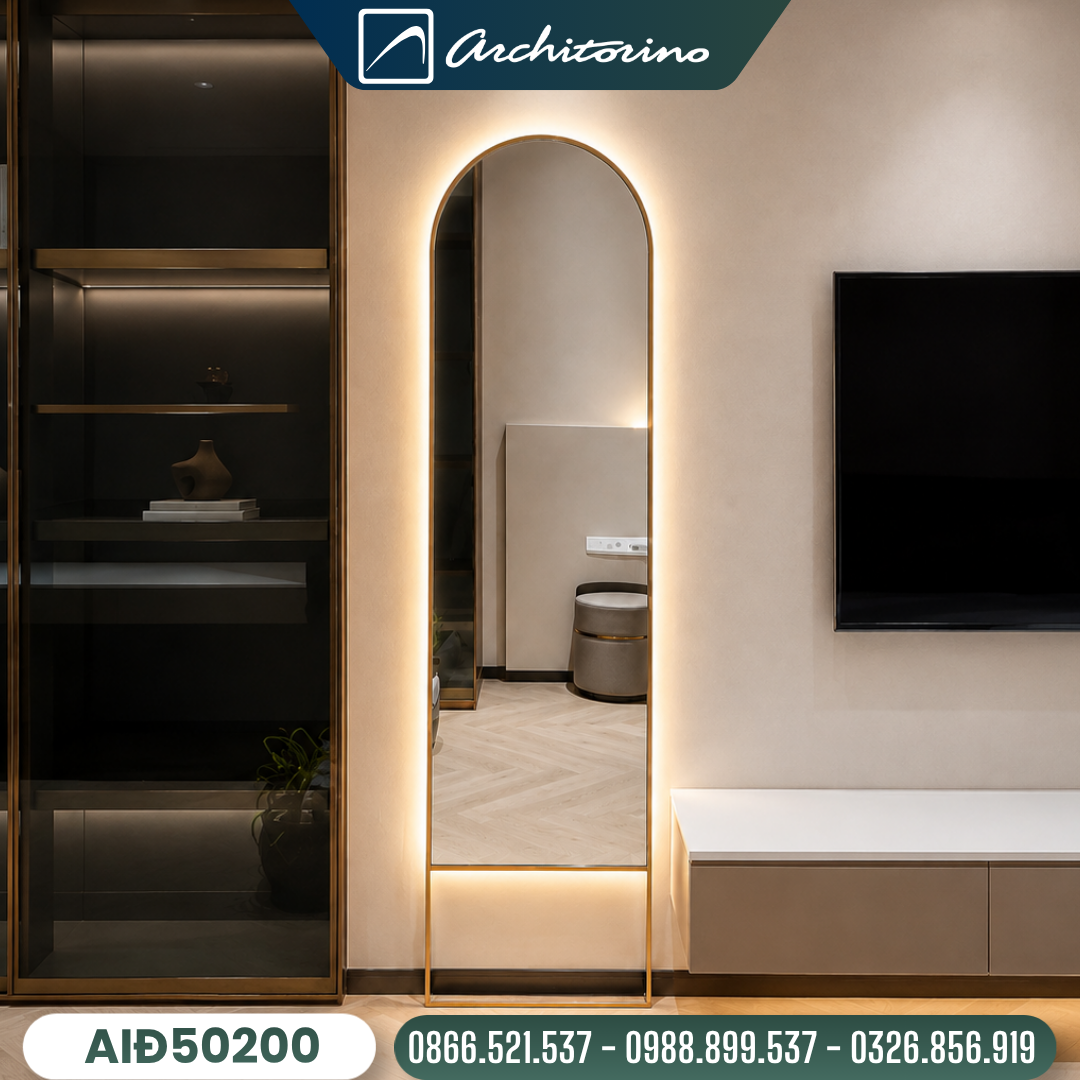 Gương Soi Toàn Thân Khung Inox Mạ PVD Cao Cấp Architorino AIĐ50200