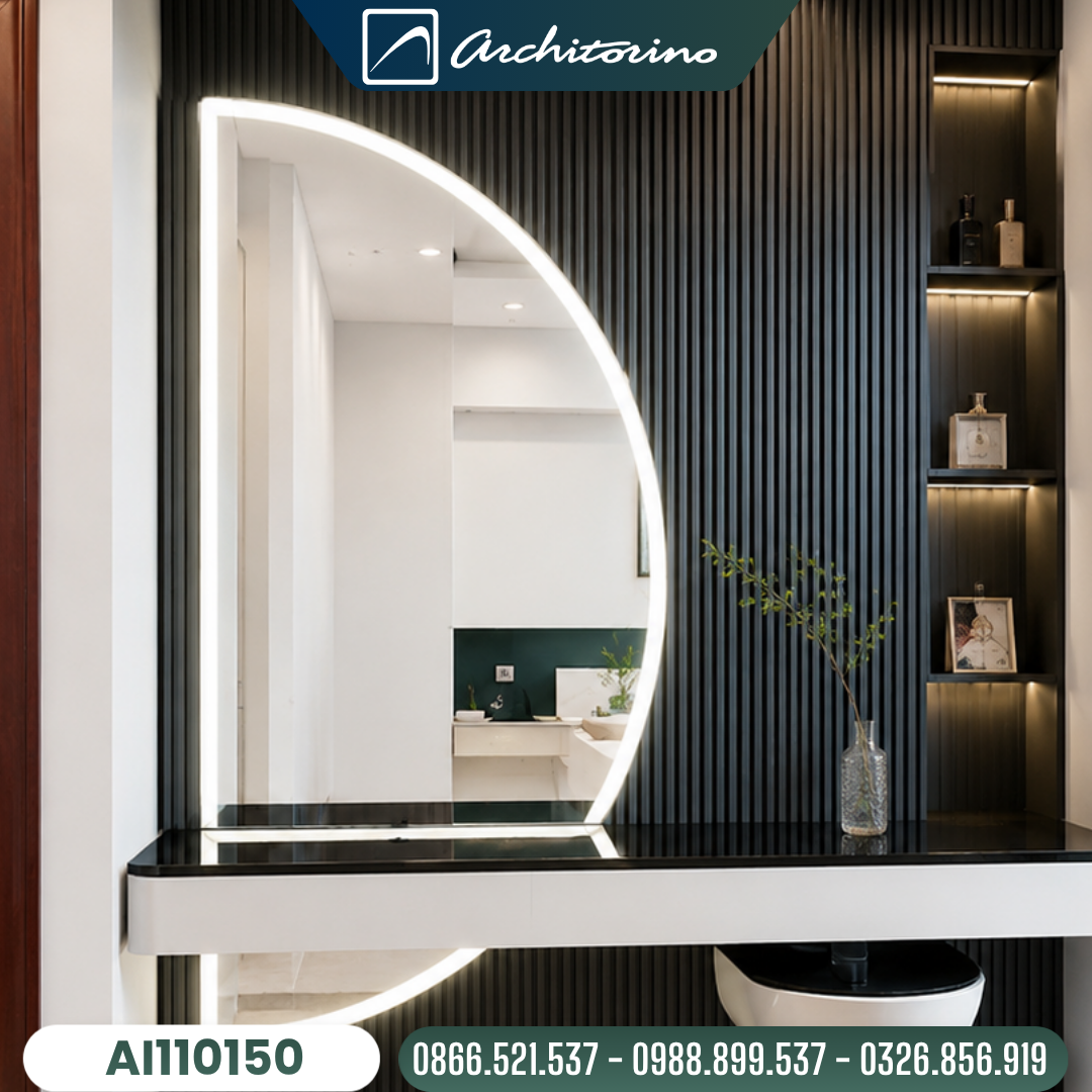 Gương Trang Điểm Decor Đèn Led Khung Inox ALI110150