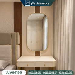 Gương Trang Điểm Khung Mạ PVD Màu Vàng Gold Cao Cấp AIV60100